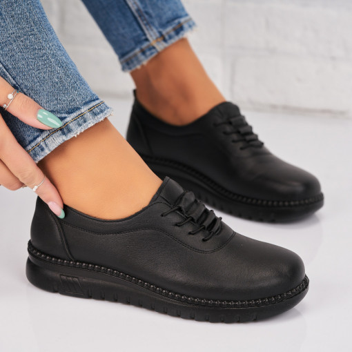 Pantofi dama casual Negri din Piele Ecologica Analia - Img 2