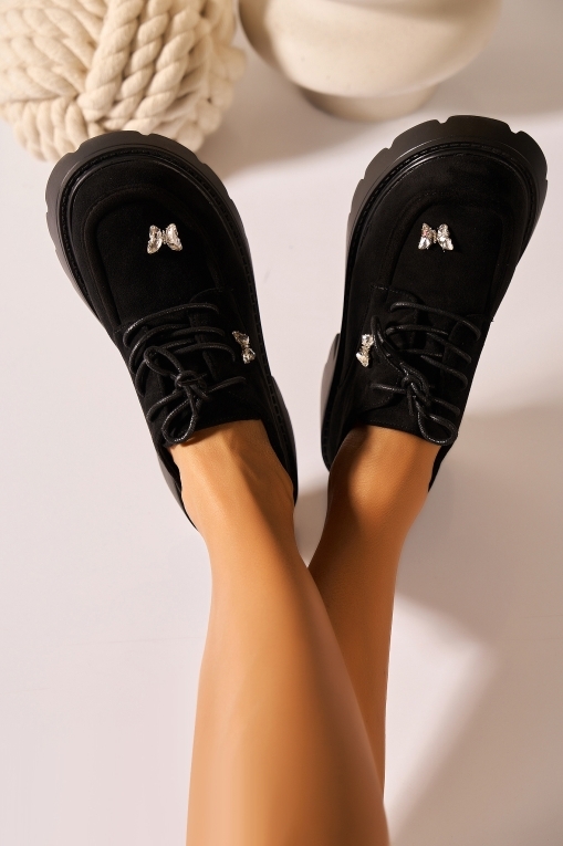 Pantofi dama casual Negri din Piele Ecologica Intoarsa Delsa2 - Img 3