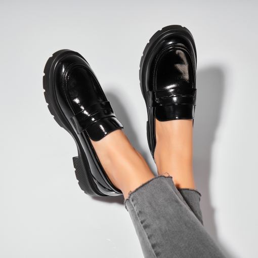 Pantofi dama casual Negri din Piele Ecologica Lacuita Seena3 - Img 2