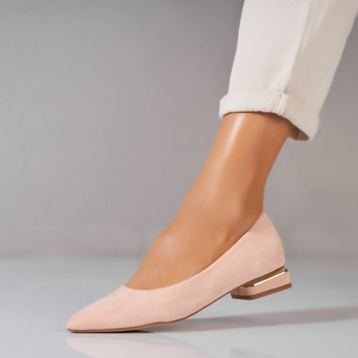 Pantofi dama cu toc Bej din Piele Ecologica Intoarsa Ginna - Img 4