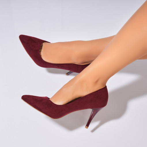 Pantofi dama stiletto Bordo din Piele Ecologica Intoarsa Isaly - Img 2