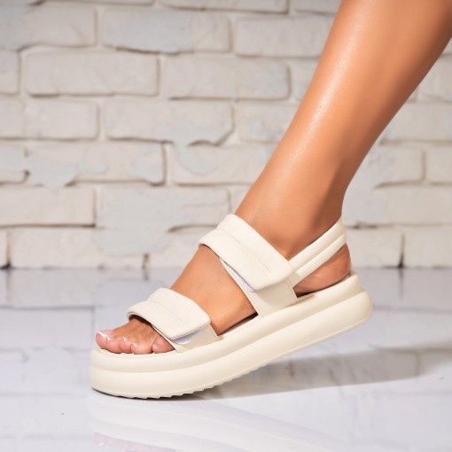 Sandale fara Toc din Piele Ecologica dama Bej Elaia - Img 3