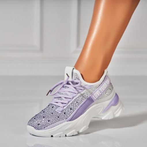 Adidasi Dama Mov din Textil Becka - Img 3