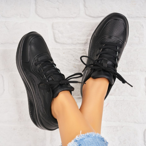 Adidasi Dama Negri din Piele Ecologica Samra - Img 3