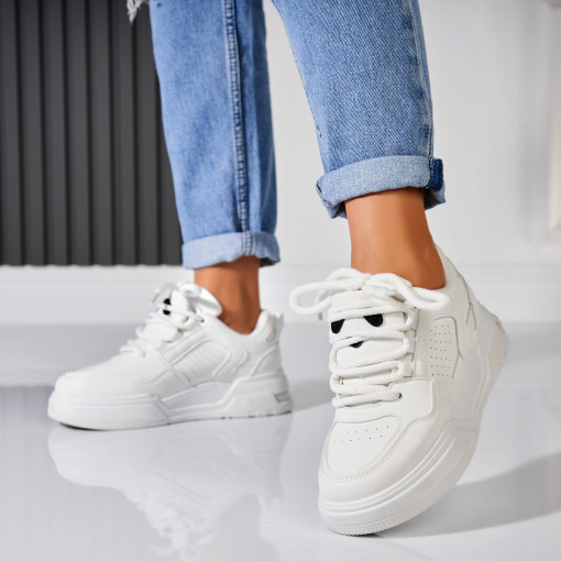 Adidași damă Piele Ecologica Alb Anyra - Img 3