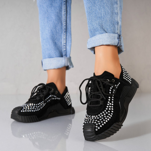 Adidași damă Piele Ecologica Intoarsa Negru Salesi2 - Img 2