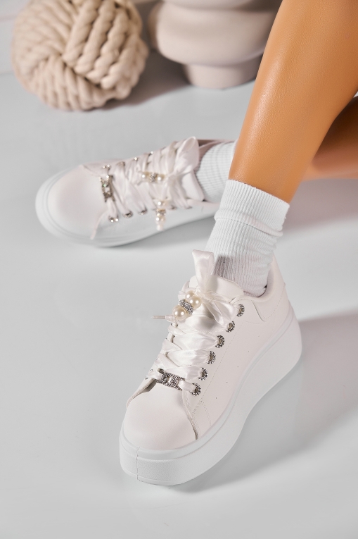 Adidași de damă Piele Ecologica Alb Aleda - Img 3