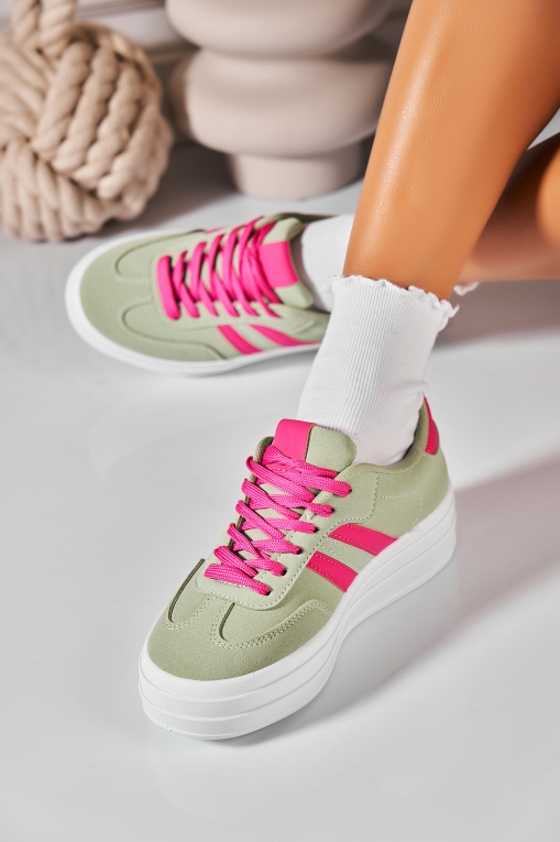 Adidași de damă Piele Ecologica Verde Lanora - Img 2