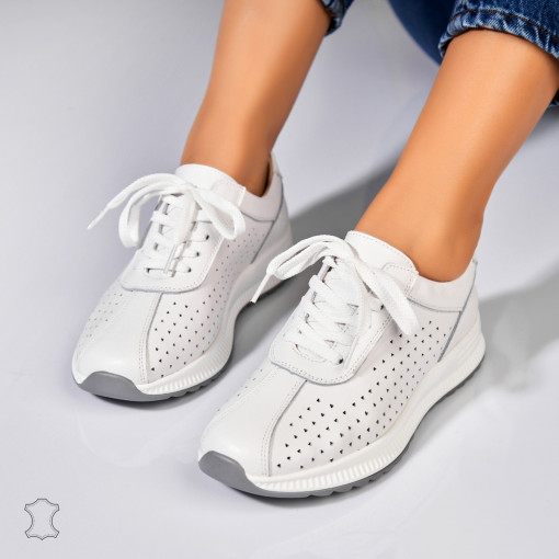 Adidasi Piele Naturala Albi Maryjane - Img 2