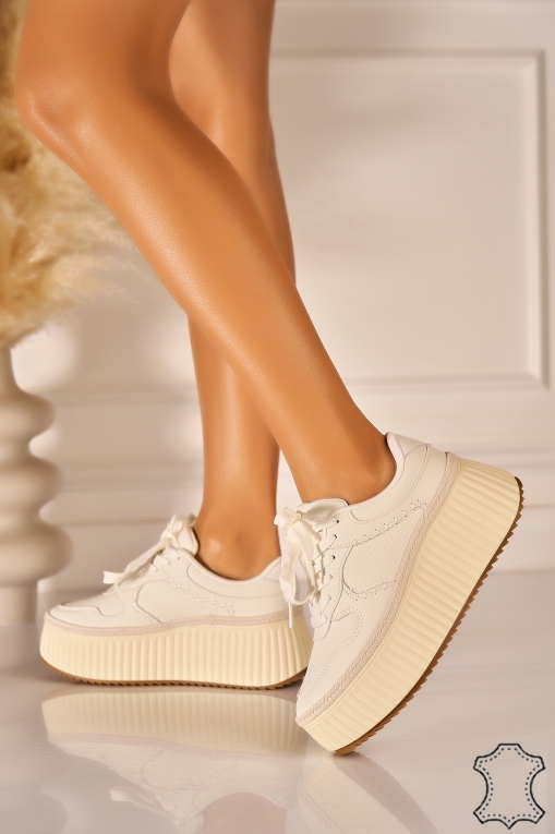 Adidasi Piele Naturala Crem Calera - Img 2