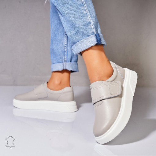 Adidasi Piele Naturala Gri Zeyda - Img 3