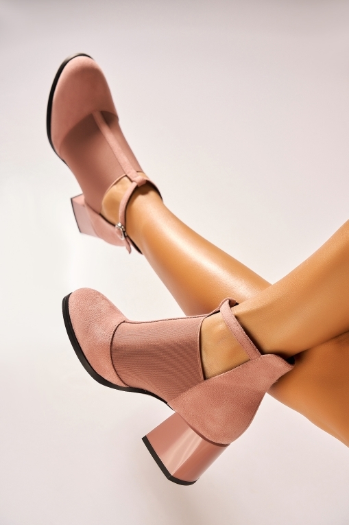 Botine dama cu Toc Roz din Piele Ecologica Intoarsa Riziky - Img 2