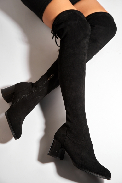 Cizme Dama Imblanite Negre din Piele Ecologica Intoarsa Khiya - Img 3