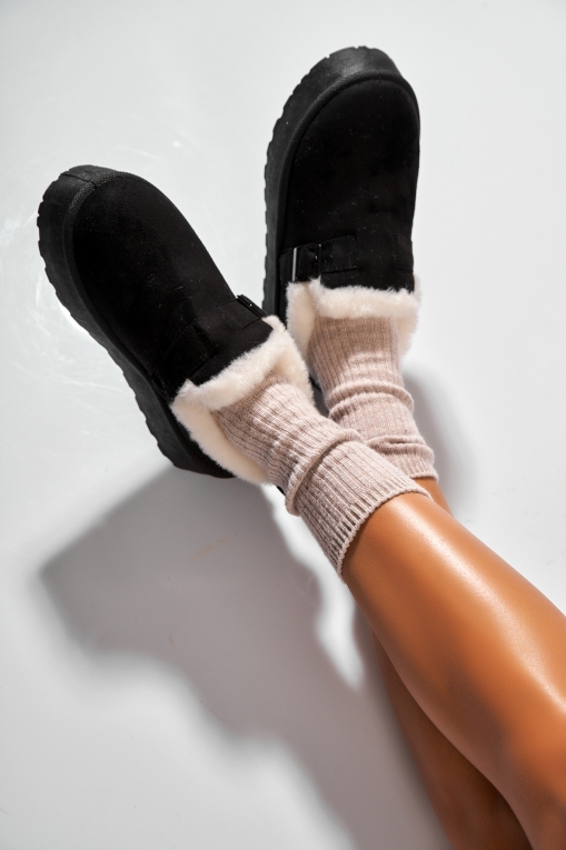 Cizme Dama Imblanite Negre din Piele Ecologica Intoarsa Petra - Img 3