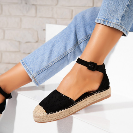 Espadrile dama Negre din Piele Ecologica Intoarsa Lailah - Img 2
