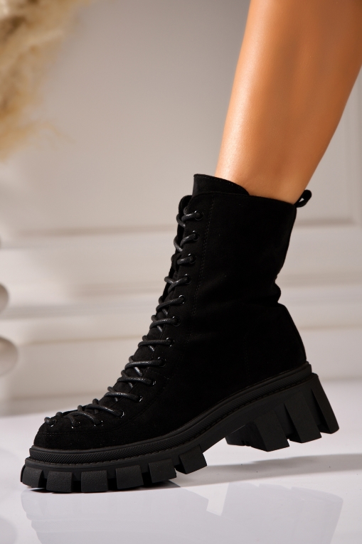 Ghete Dama Imblanite Negre din Piele Ecologica Intoarsa Zera2 - Img 4