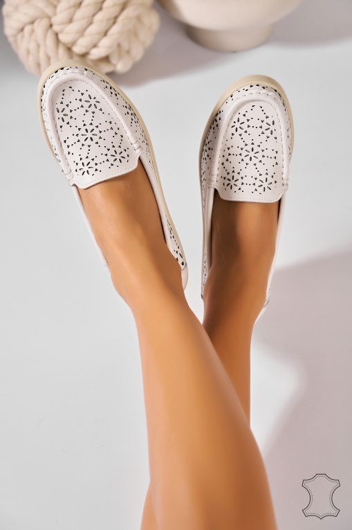 Mocasini dama Piele Naturala Albi Casiane - Img 3