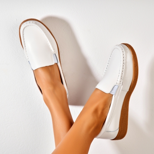 Mocasini dama Piele Naturala Albi Dona - Img 3