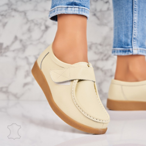 Mocasini dama Piele Naturala Bej Genesi - Img 3