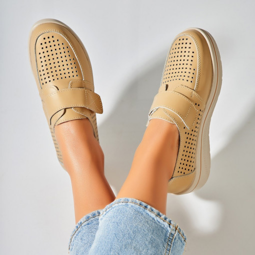 Mocasini dama Piele Naturala Bej Izana - Img 6