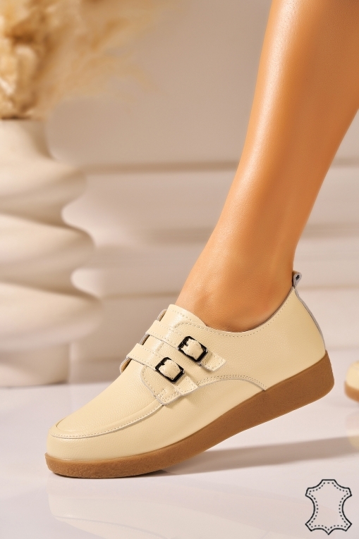 Mocasini dama Piele Naturala Bej Vaeda - Img 2