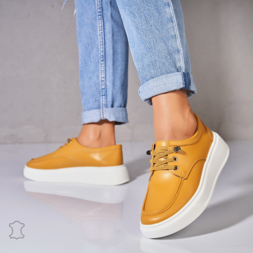 Mocasini dama Piele Naturala Galbeni Kensei - Img 3