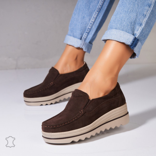 Mocasini dama Piele Naturala Intoarsa Maro Sulma - Img 3