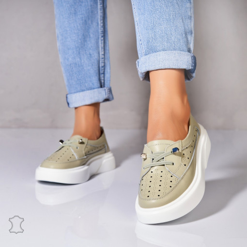 Mocasini dama Piele Naturala Verzi Imre - Img 2