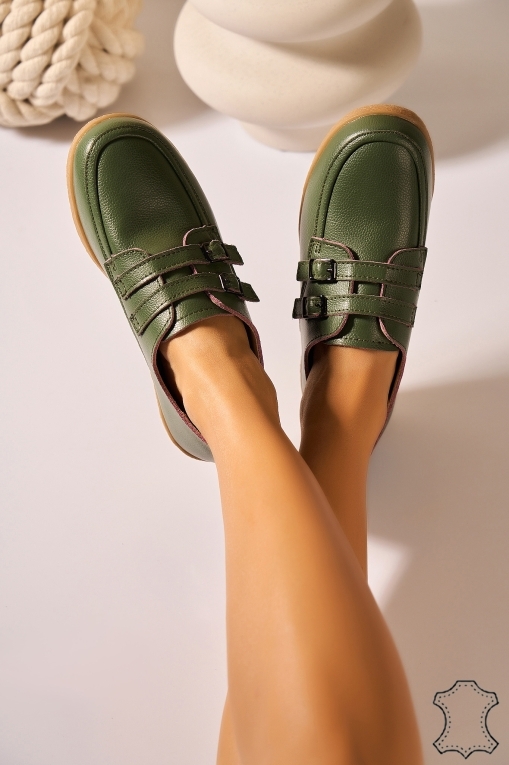 Mocasini dama Piele Naturala Verzi Vaeda - Img 3