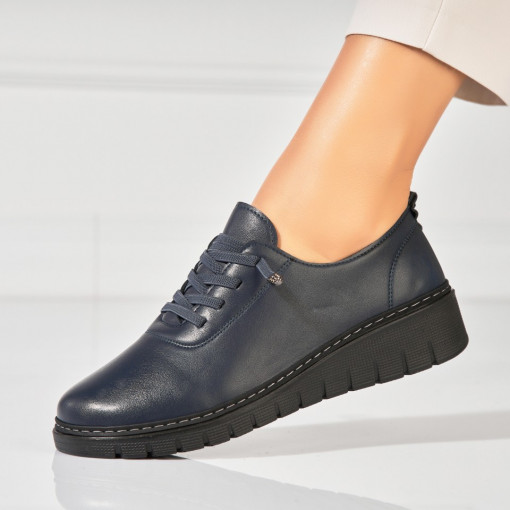 Pantofi dama casual Albastri din Piele Ecologica Peony - Img 2
