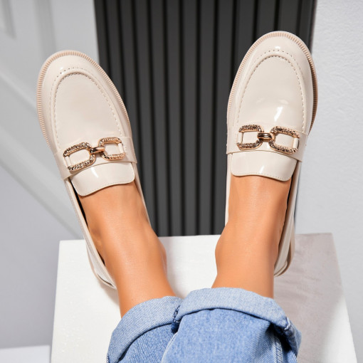 Pantofi dama casual Bej din Piele Ecologica Lacuita Kasra - Img 2