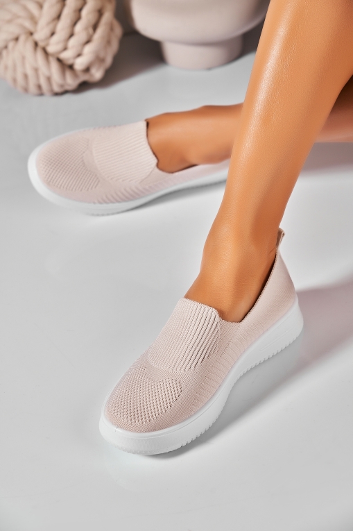 Pantofi dama casual Bej din Textil Nadya - Img 2