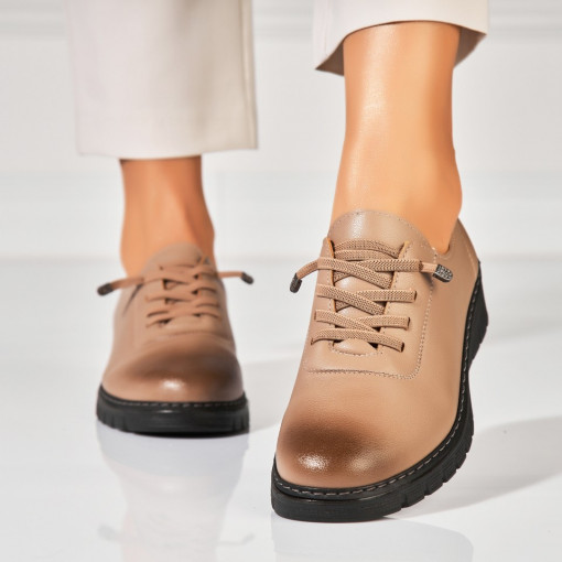 Pantofi dama casual Camel din Piele Ecologica Peony - Img 3