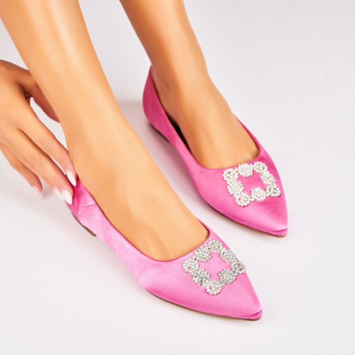 Pantofi dama casual Fucsia din Satin Lamis - Img 2