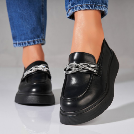 Pantofi dama casual Negri din Piele Ecologica Aylen - Img 2