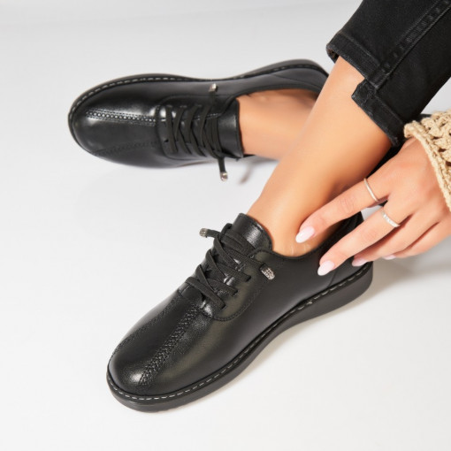Pantofi dama casual Negri din Piele Ecologica Emmere - Img 3