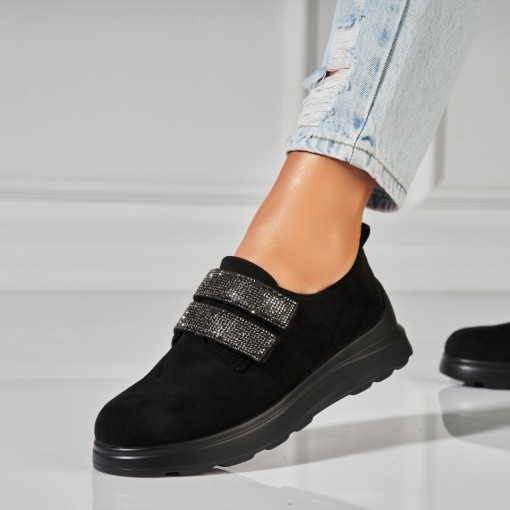 Pantofi dama casual Negri din Piele Ecologica Intoarsa Alaia2 - Img 2