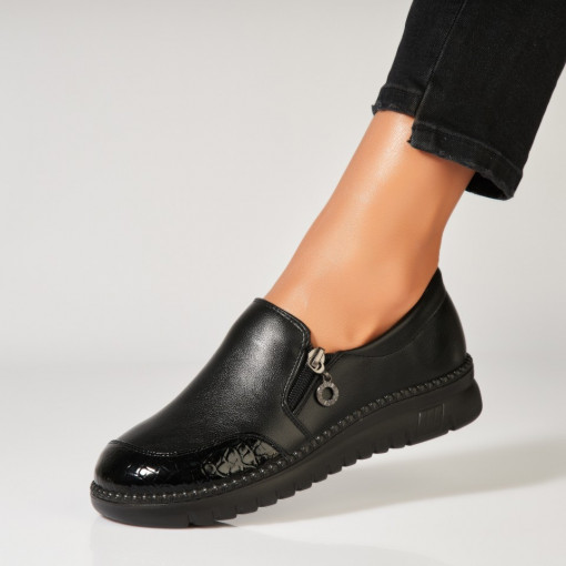 Pantofi dama casual Negri din Piele Ecologica Kaydin - Img 3