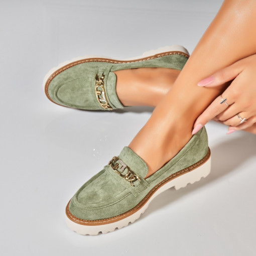 Pantofi dama casual Verzi din Piele Ecologica Ajay - Img 3