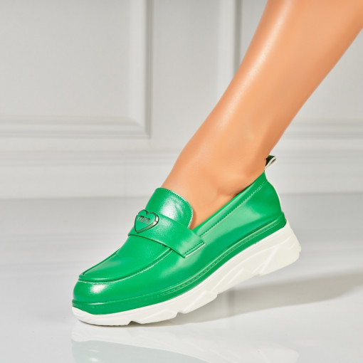 Pantofi dama casual Verzi din Piele Ecologica Anika - Img 3