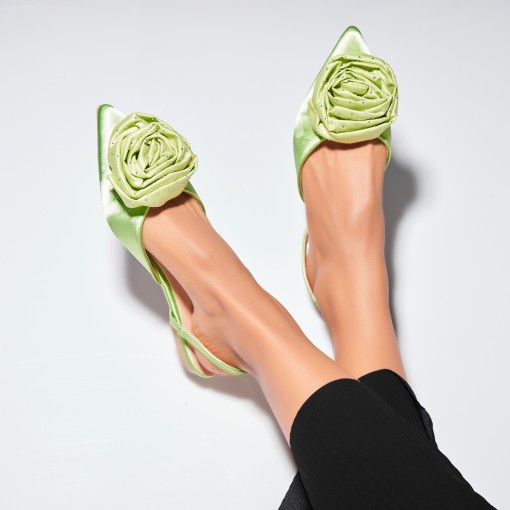 Pantofi dama casual Verzi din Satin Nikola - Img 2