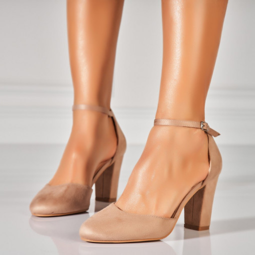 Pantofi dama cu toc Kaki din Piele Ecologica Intoarsa Yenifer - Img 3