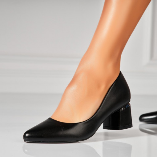 Pantofi dama cu toc Negri din Piele Ecologica Eniya - Img 2