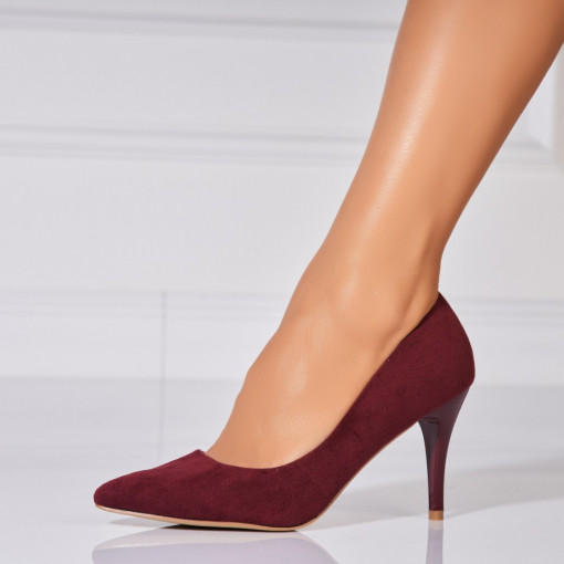 Pantofi dama stiletto Bordo din Piele Ecologica Intoarsa Isaly - Img 3