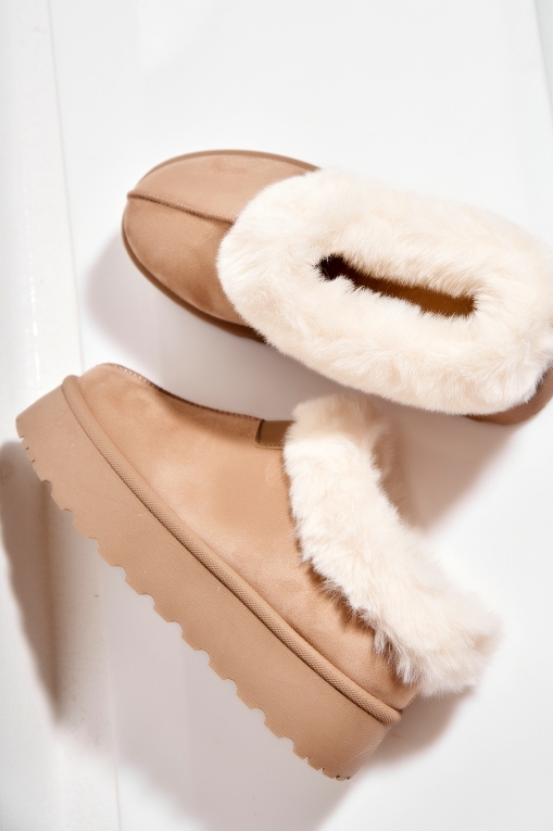 Papuci Îmblăniți Piele Ecologica Intoarsa Kaki Serana - Img 2