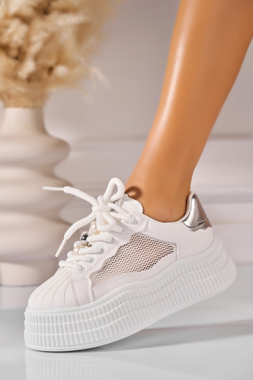 Sneakersi dama Piele Ecologica Argintii Jozy - Img 2