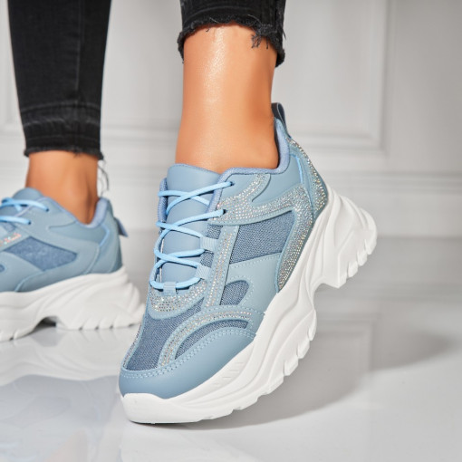 Adidasi Dama Albastri din Piele Ecologica Ivana - Img 2