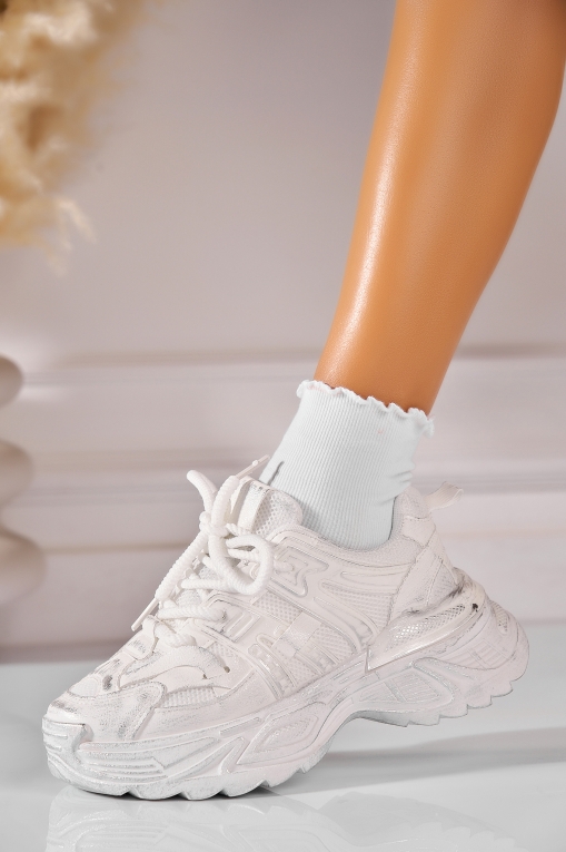 Adidași de damă Piele Ecologica Alb Aulora - Img 2