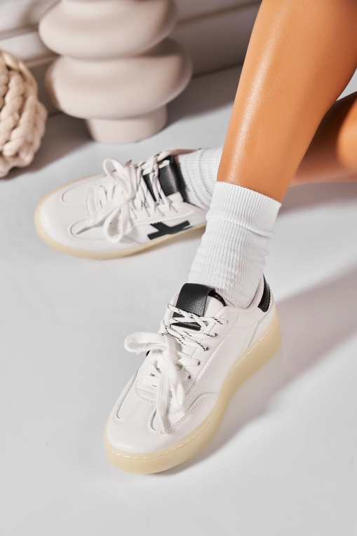 Adidași de damă Piele Ecologica Alb Soliana - Img 2