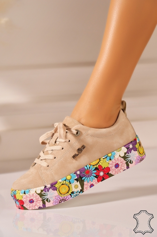 Adidasi Piele Naturala Intoarsa Bej Korey - Img 2